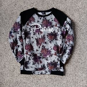 Picture Organics Floral Purple Gray And Black Sweatshirt With Pockets Medium